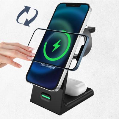 China Mobile Phone Amazon Hits Wholesale Portable Magnet Stand Fast Charging Wireless Charger 3 in 1 for iPhone iwatch airpod for sale