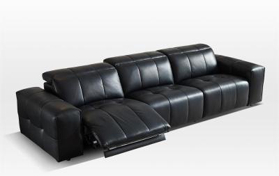 China Italian Minimalist First-Layer Cowhide Black Adjustable Electric Living Room Sofa 340*110*83cm for sale