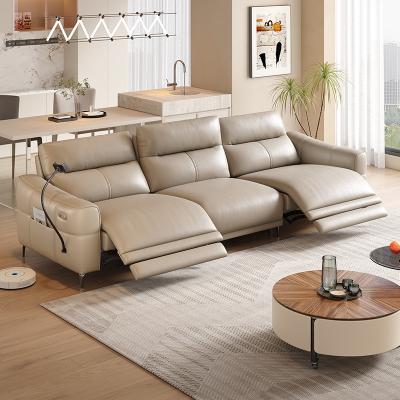 China Multi-Functiona Lretractable Three-Seat Straight-Row Living Room Leather Sofa for sale