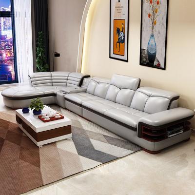 China En'S Fun Moderne eenvoudige multifunctionele L-vormige woonkamer lederen sofa combinatie Te koop