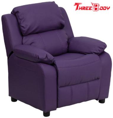 Chine Chaise du Recliner des enfants confortables, chaise pourpre de Recliner d'enfant en bas âge de vinyle avec des bras de stockage à vendre