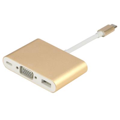 China Type C USB C 3.1 to VGA & USB 3.0 & Type C Female Adapter Video Converter 1080P for sale