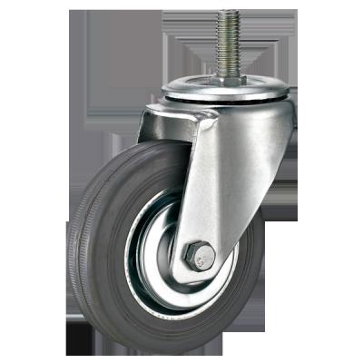 China swivel & Stem Swivel Rigid European Industrial Threaded Caster with Gray Rubber Castor Wheel for sale