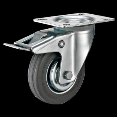 China swivel & 5 Inch Rigid Top Swivel Industrial Caster Plate Gray Rubber Wheel for sale