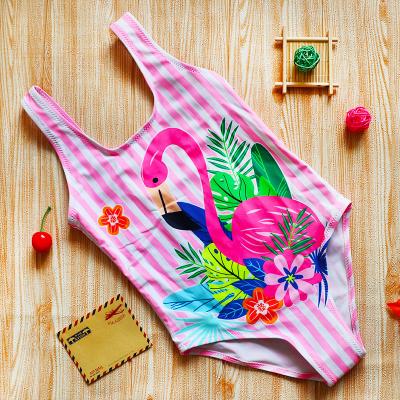 China 2022New Children's Cute Cartoon Flamingo Bikini Of Baby Breathable One-piece Swimwear Swimwear for sale