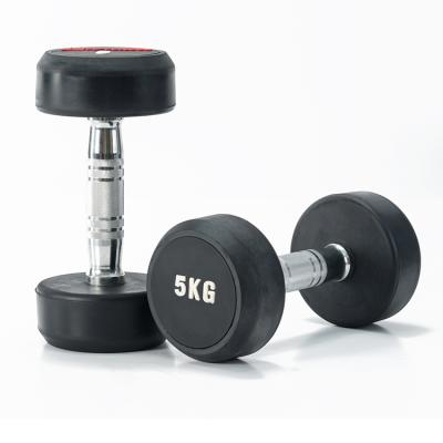 China 2020 Universal Wholesale Fitness Equipment OEM Round Head Rubber Cast Dumbbell for sale