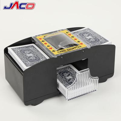 China 2 Deck Stand JACO Premium Automatic Card Shuffler Battery Operated 2 Deck Stand Up Business Cards Shuffling Machine Shuffling Passes Fast for sale