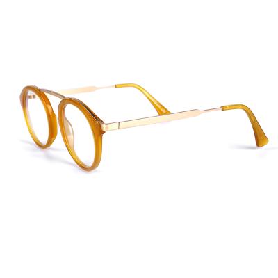 China Hot Sale Retro Acetate Glasses Frame Double Bridge Metal Glasses for sale