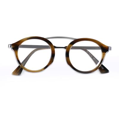 China Retro Acetate Double Eye Glass and Bridge Metal Combination Optical Frame for sale