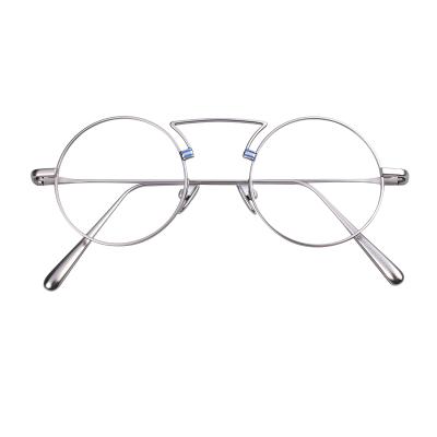 China 2021 High Quality Retro Round Glasses Frames Double Bridge Metal Glasses for sale