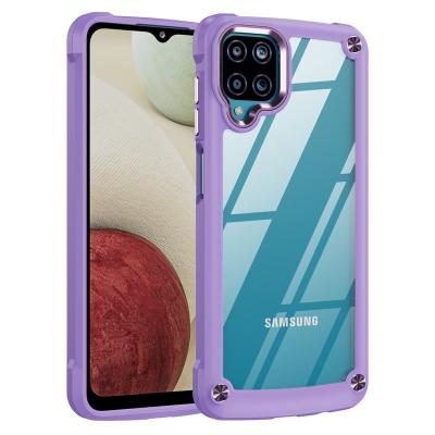 China Custom Shockproof Purple Shockproof Masks Magnetic Transparent Silicone TPU Glass Mobile Phone Case For Samsung A12 for sale