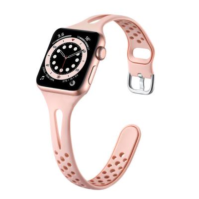 China Hot Selling New Style Water Drop Slimming Silicone Strap Solid Color Watch Band For Apple Watch 7 6 5 Series 38 40 41 42 44 45mm for sale