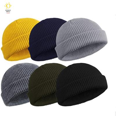 China COMMON COMMON Swag Wool Knit Beanies For Men Short Winter Warm Fisherman Cuff Hats for sale