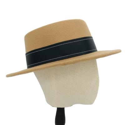 China Fashion comfortable warm flat hat\comfortable fashion\durable\wide brim wool sale camel\durable brim wool felt felt hat hats for sale