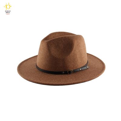 China Fedora Hats Luxury Fedora Hats Custom Made Classic Luxury Wide Brim Fedora Hats For Women Men With Belt Buckle Panama Hat Wholesale 2021 for sale