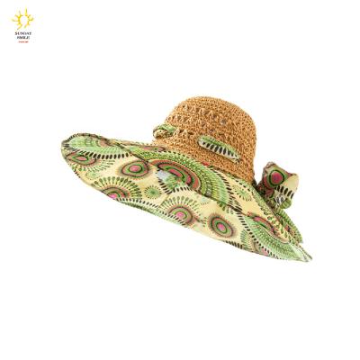 China Beach Printed Straw Hat Wholesale Mexican Floppy Straw Hat Brim Straw Hat Sparta Printed Wide for sale