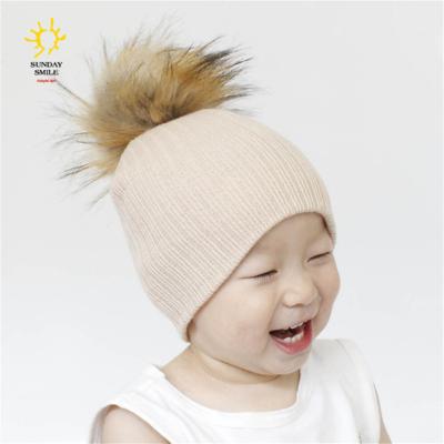 China Lovely Image Picture Autumn Winter Sping Warm Wool Hat Toddler Kids With Pompom Fluffy Baby Beanie Hats for sale