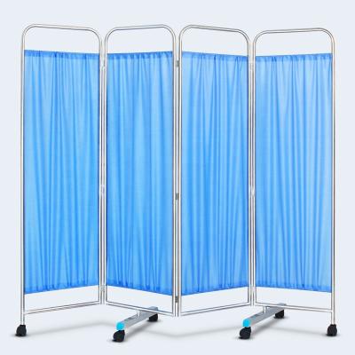 China Modern High Quality Medical Stainless Steel 3 Piece Folding Screen Hospital Bed Mobile Partition For Hospital Ward for sale