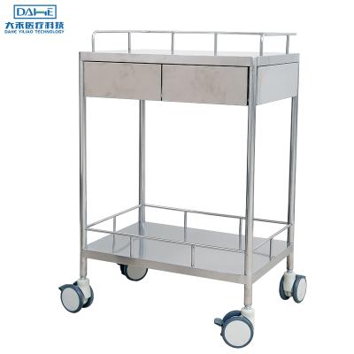 China Hot-selling 201/304stainless steel medical trolley with drawers and silent wheels for sale