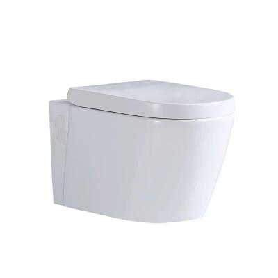 China Double-flush European Standard Modern Design Ceramic Ware Bathroom Sanitary Toilet Bowl Wash Down P-trap Wall Hung Toilet Seat for sale