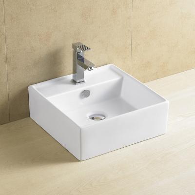 China Modern Hot Selling Sanitary Ware Bathroom Art Ceramic Square Basin Sinks Counter Top Wash Basin for sale