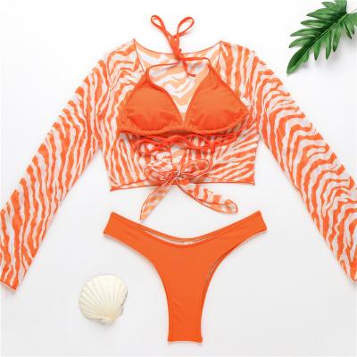 China Women's Fashion Print 3piece Swimwear Breathable Bikinis Beach Dress for sale