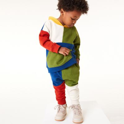 China Casual High Quality Autumn Pullover Hoodie Spliced ​​Custom Color Tracksuits Kids Boys Winter Set Clothes for sale