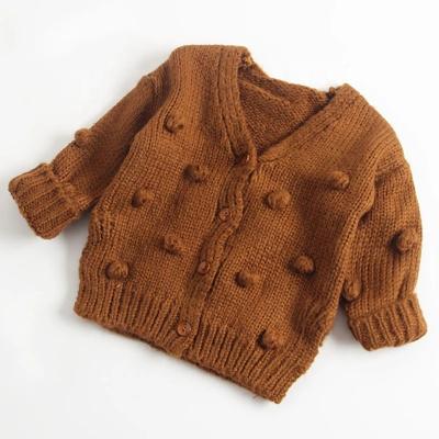 China New Autumn Children Clothing Long Sleeve Baby Sweaters Anti Shrink Solid Bubble Ball Cardigan for sale