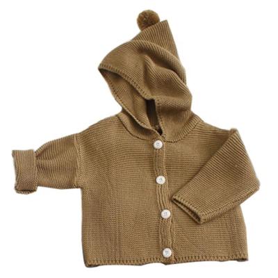 China Factory direct sale anti-shrink loose babi knit solid color Hoodie cardigan sweater baby sweaters in boys girls for sale