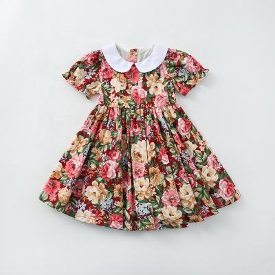 China Breathable Vintage Girls Clothing Summer Short Sleeve Floral Kids Dresses For Girls for sale