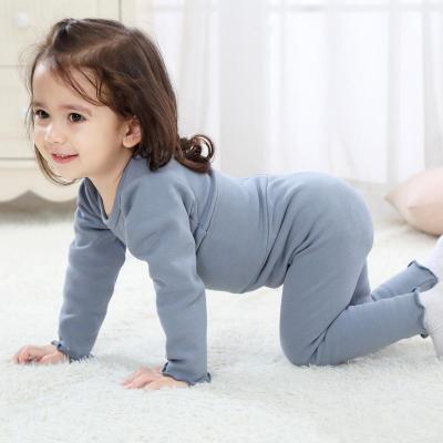 China Breathable Customized Solid Design Kids Pajamas 2pcs Cotton Top+leggings Kids Babies Sleep Wear Customized Logo OEM Service for sale