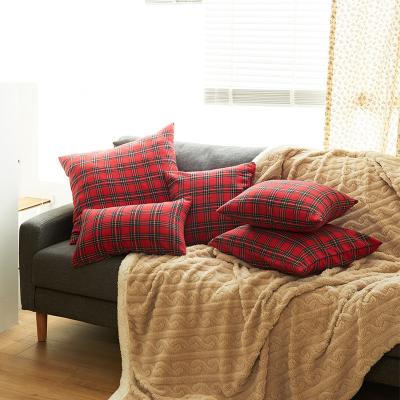 China Cheap Christmas Anti-Static Plaid Cotton Polyester Cushion Pillow Covers Design Sofa Cushion Cover for sale