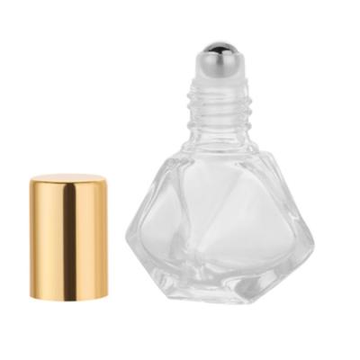 China Gift & Wholesale Unique Craft Diamond Shape Crystal 8ML Perfume Essential Oil Glass Roll On Bottle With Steel Ball for sale