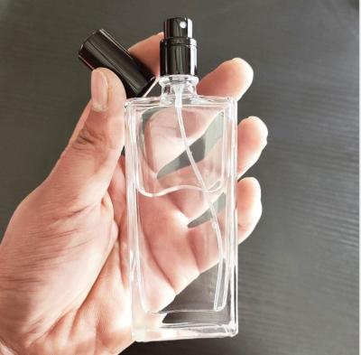 China Gift & Craft Perfume Glass Bottle 50ML Luxury Empty Perfume Square Bottle With Sprayer Pump Perfume Bottle Set for sale