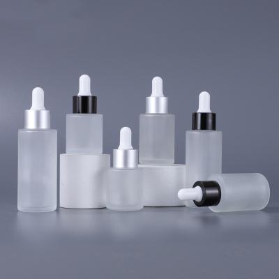 China Personal Care Shoulder Frosted Glass Dropper Bottle 20ml 30ml Essential Oil Dropper Bottles 50ml 100ml 120ml Lotion Bottle for sale