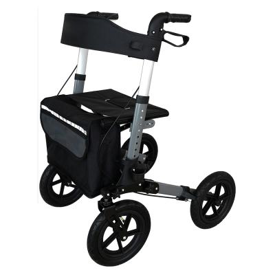 China New Outdoor Multifunctional Medical Health Care Luxury Portable Aluminum Folding Walker Rollator With Pocket for sale