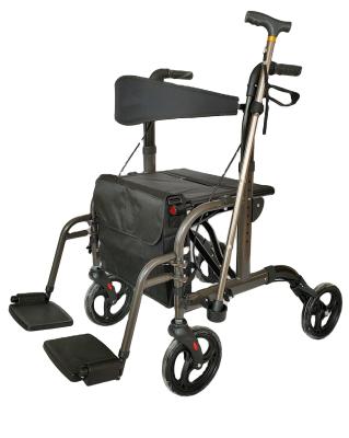 China Foldable / Adjustable Lightweight Aluminum 2 In 1 Walker Rollator Manufacturers For Disabled for sale