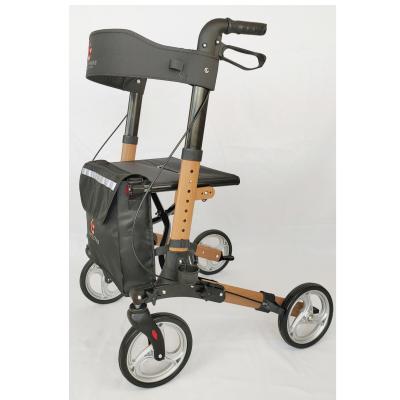 China High Demand Outdoor Folding Lightweight/Compact Walker Rollator with Wood Textured Surface for Adults for sale