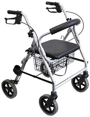 China Factory price medical outdoor / indoor activities stand up aluminum rollator walker with seat and basket for the elderly for sale