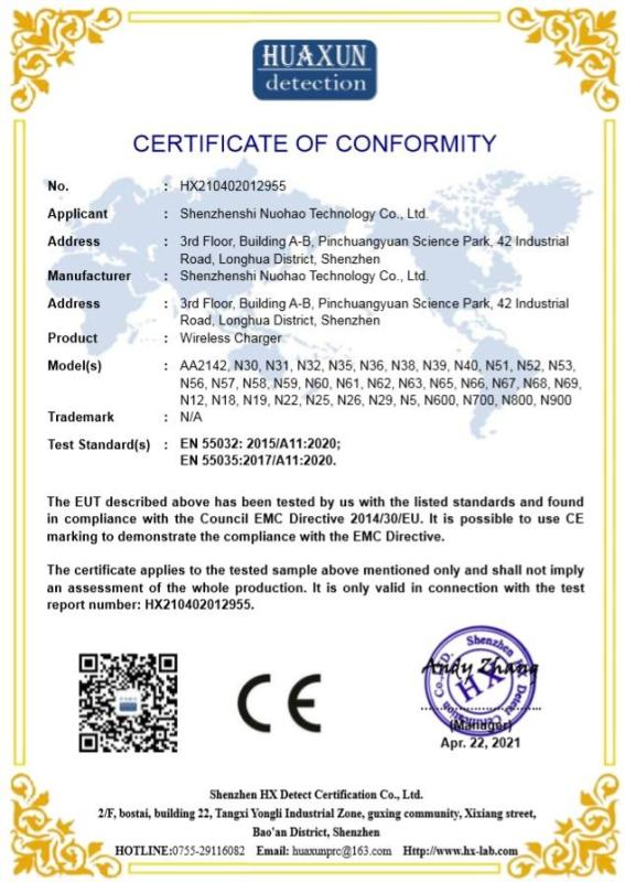 CE - Shenzhen Nuohao Technology Co., Ltd.