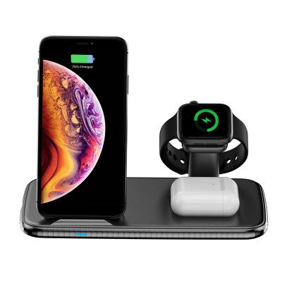 China Mobile Phone 3 in One 15w Qi Fast Wireless Charger Phone Wireless Chargers Stand for Samsung Huawei for sale