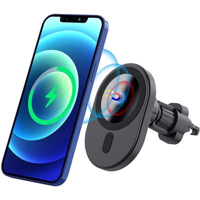 China Magnetic Car Wireless Charger 360 Degree Rotate Charging QI 15W Fast Wireless Car Charger For Iphone 12/13 Airvent Mobile Phone Holder for sale