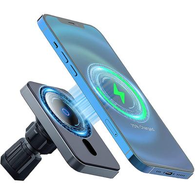 China Magnetic Wireless Car Phone Holder QI 15W Charger Car Phone Holder For Iphone 12/13 Free Rotate Airvent Car Mount for sale