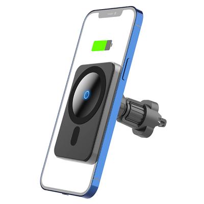 China Strong Magnet Magnetic Car Phone Holder QI 15W Fast Charging Magnetic Wireless Mount For Iphone 12/13 for sale