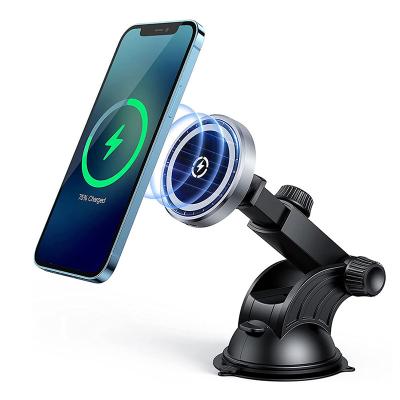 China Car Phone Mount 15w Qi Car Charger Strong Magnetic Fast Charging Wireless Magnetic Wireless Holder for sale