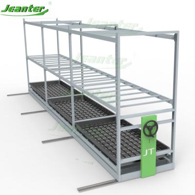 China Modern Mobile Shelving System 4x8ft Indoor Agricultural Mobile Vertical Rolling Raise Rack Systems With Flood Tray for sale