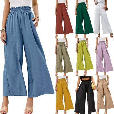 China 2023 Hot Selling QUICK DRY Logo Casual Women Cotton Solid High Waist Loose Pants Custom Made Summer S-3XL For Ladies for sale