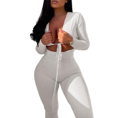 China QUICK DRY Summer Sexy Navel Exposed Long Gear Pants Sheath Long Tied Naked Bodycon Belly Overalls For Women for sale