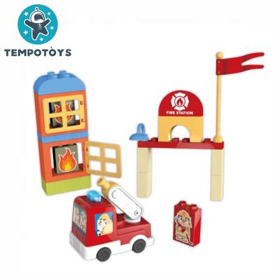 China 2021 Mini Electronic Fire Truck Car Building Blocks Baby Toys Eco-friendly Material Set for sale