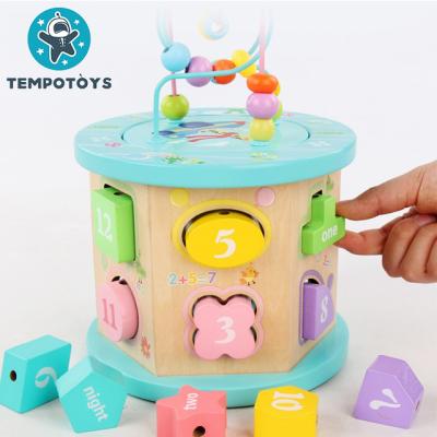 China Eco-friendly Material Baby Puzzle Games educativos De Madeira Juguetes educativos De madera Brinquedos Learning Wooden Cube Educational Toys for sale